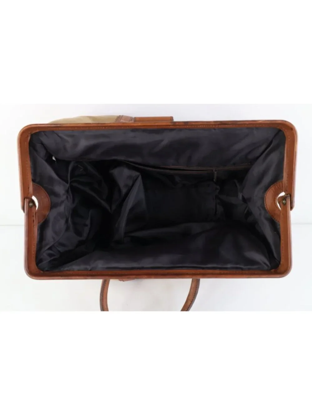 Vintage 90s Streetwear Distressed Canvas Leather Handled Pull Open Doctors Bag